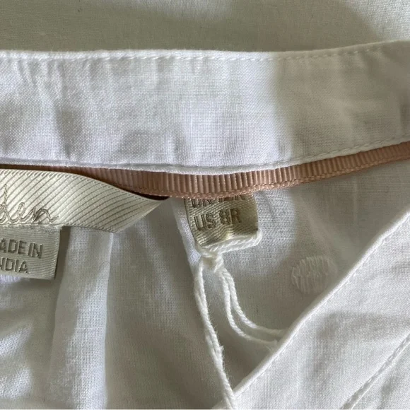 Boden Sleeveless Embroidered Shirt White Ruffle Button Down Cotton US 8 NWT - Picture 4 of 9